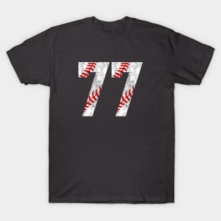 Vintage #77 Baseball Laces Baseball Mom Jersey Love Baseball T-Shirt